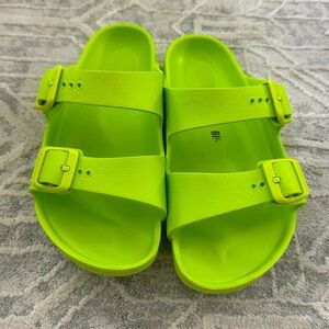Kids Neon Green Slippers Birkenstock